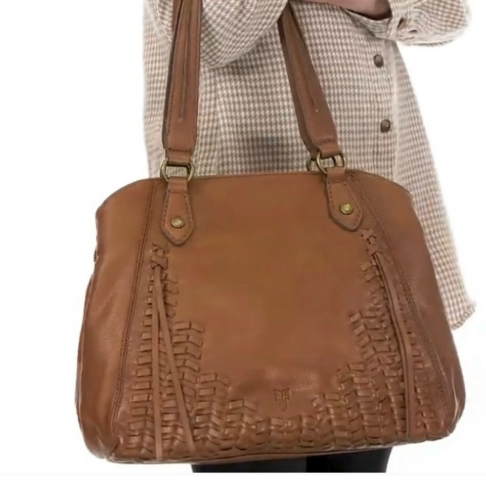 Frye Tan Woven Leather Shoulder Bag